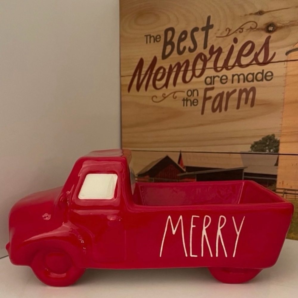 NEW Rae Dunn Merry Decorative Red Truck Ceramic Holiday Decor